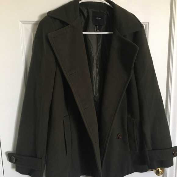 Forever 21 Dark Green Peacoat - Picture 2 of 3